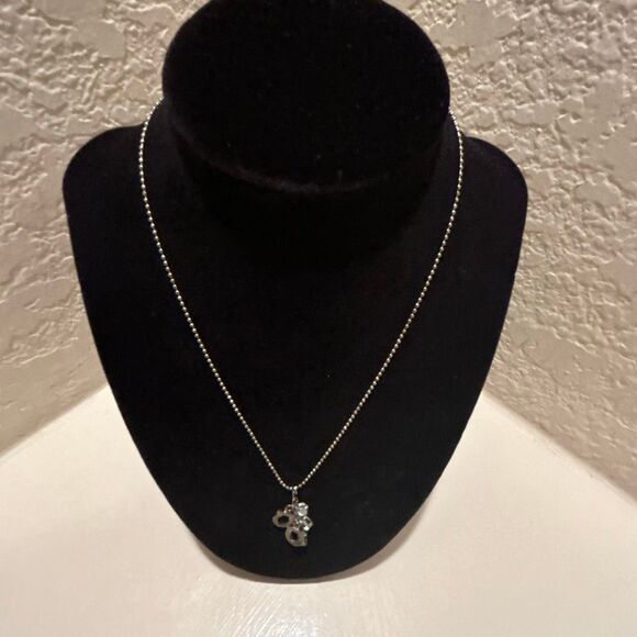 Ferragamo Silver Tone Double Gancini Charm Necklace 16" Ball Chain Luxury Logo - Picture 2 of 9